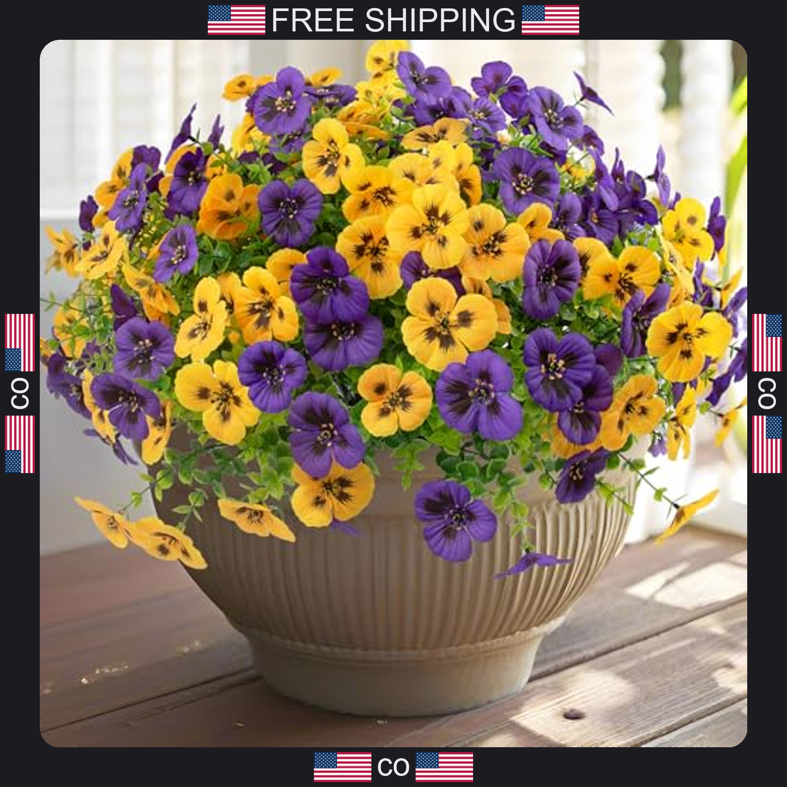 18 Pack Artificial Pansy Flowers for Outdoor Decor