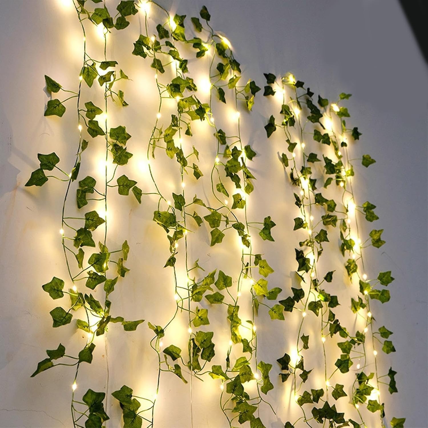36 Pack of Lifelike Ivy Vines with 300 LED String Lights for Indoor/Outdoor Use