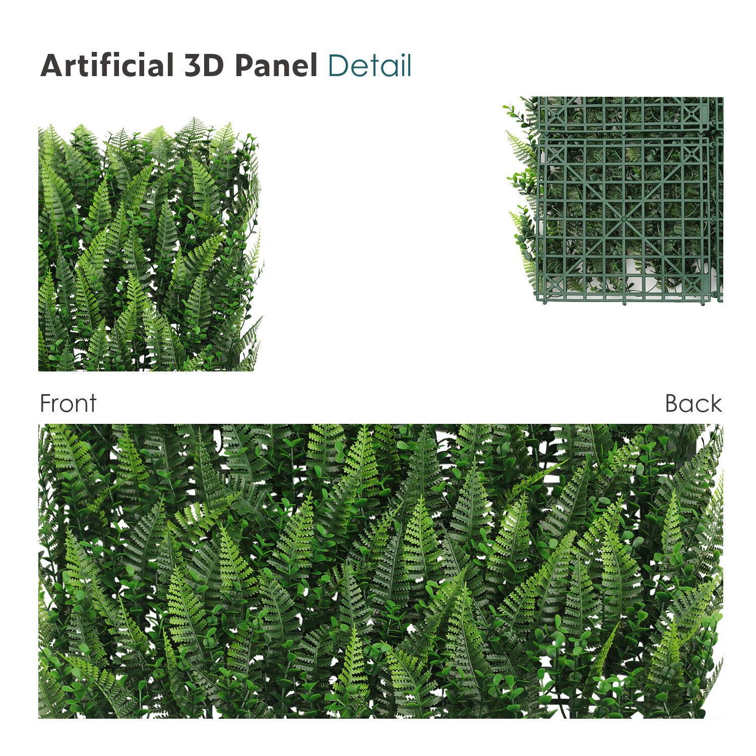 20″x20″ Artificial Faux #10 3D Mixed Panel Leaf Privacy Fence Screen Decor Hedge