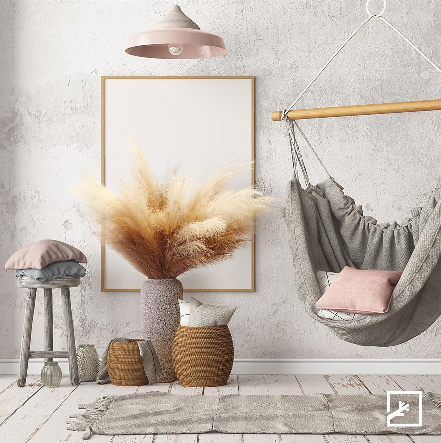 Pampas Grass 7pcs 38in Artificial Fluffy Stems Beige Coffee Brown for Vase Decor