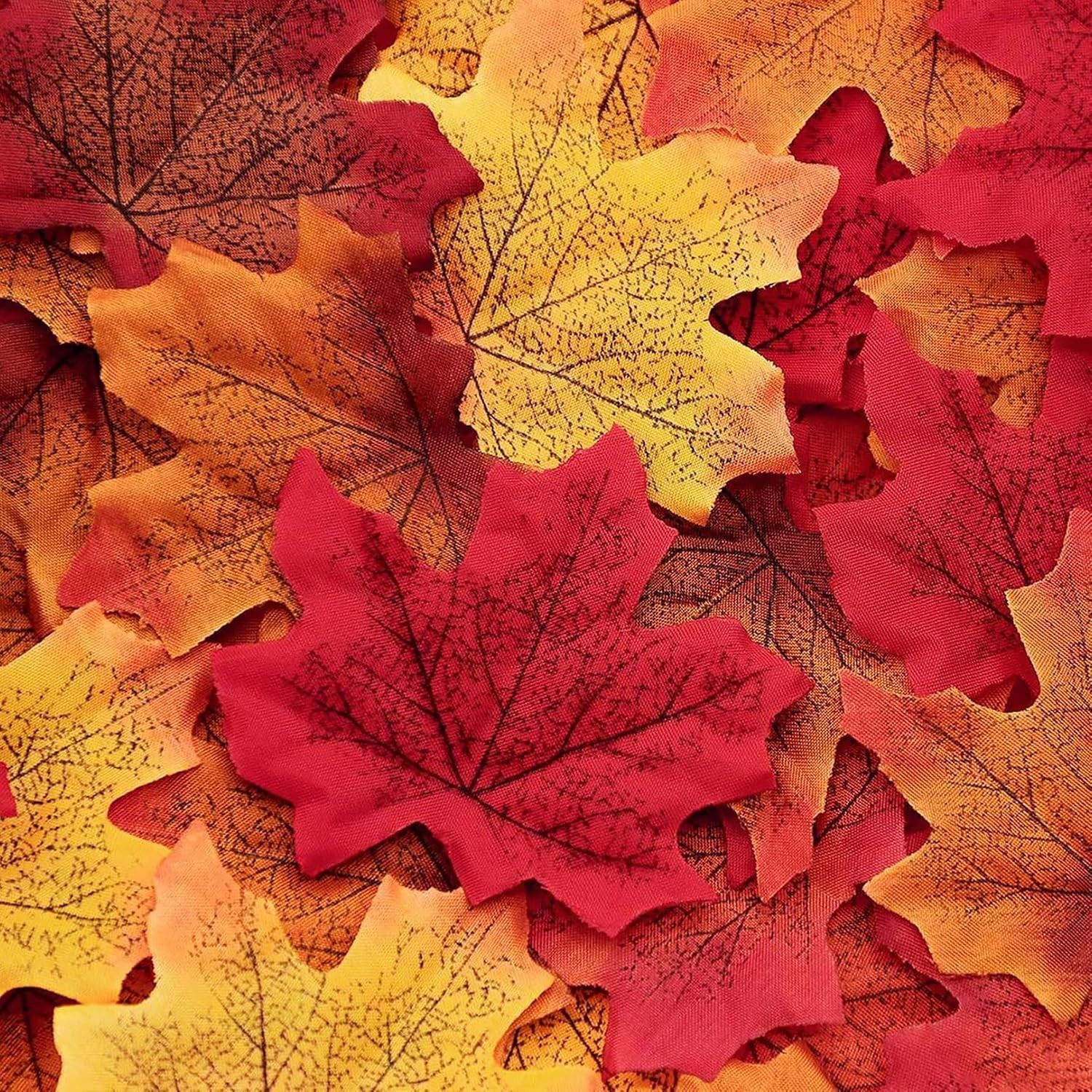 1100 Pcs Multicolored Fall Artificial Maple Leaves for Wedding & Thanksgiving