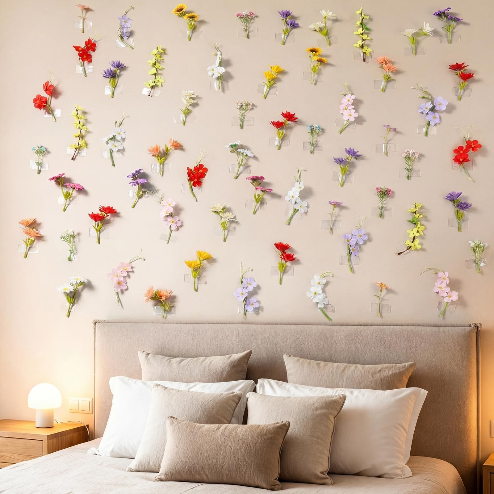 60 Pcs 3.9” Artificial Wildflower Silk Floating Flowers Floral Backdrop 3D F…