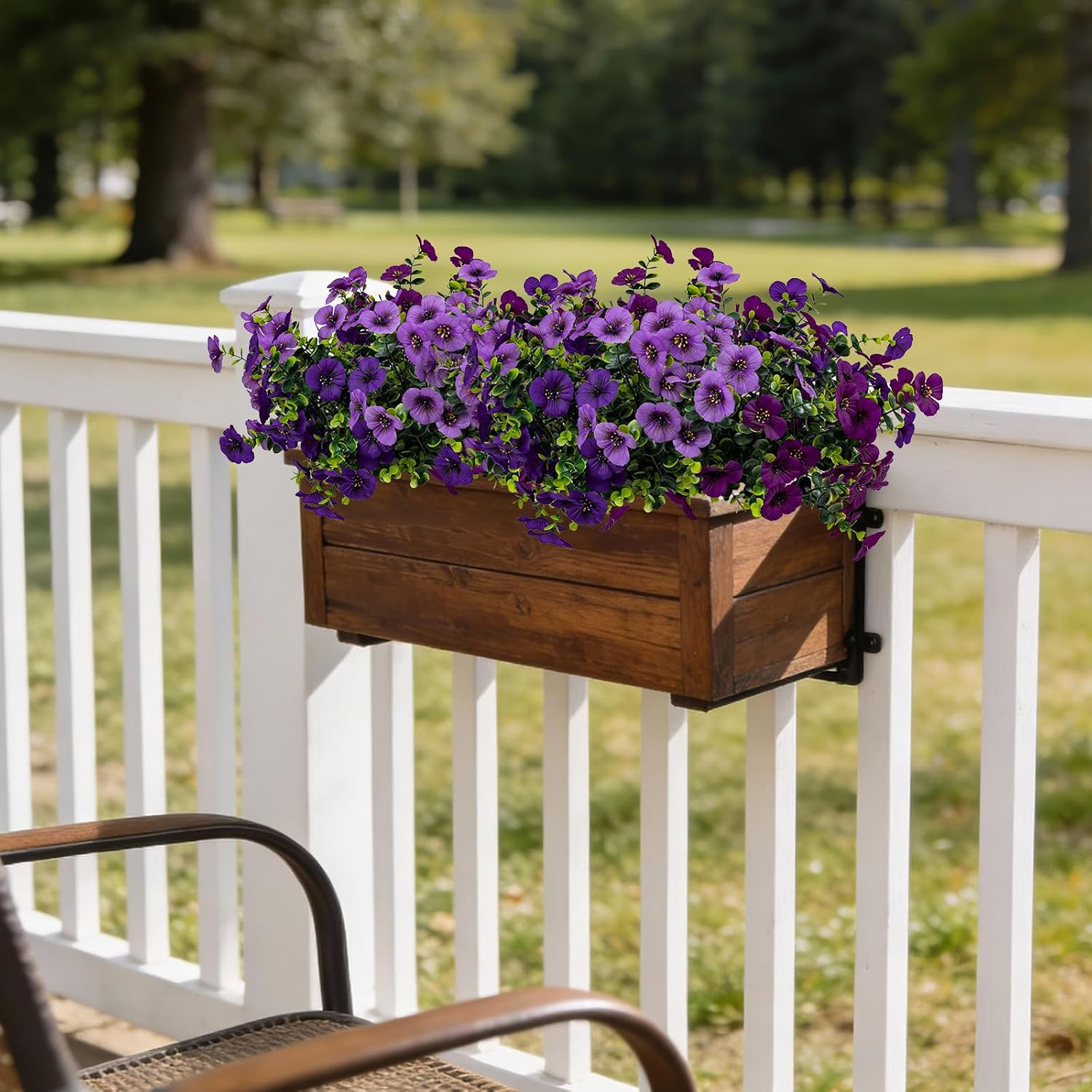 17 Inch Artificial Faux Pansy Flowers for Outdoor,Fake Pansies Flowers with Euca