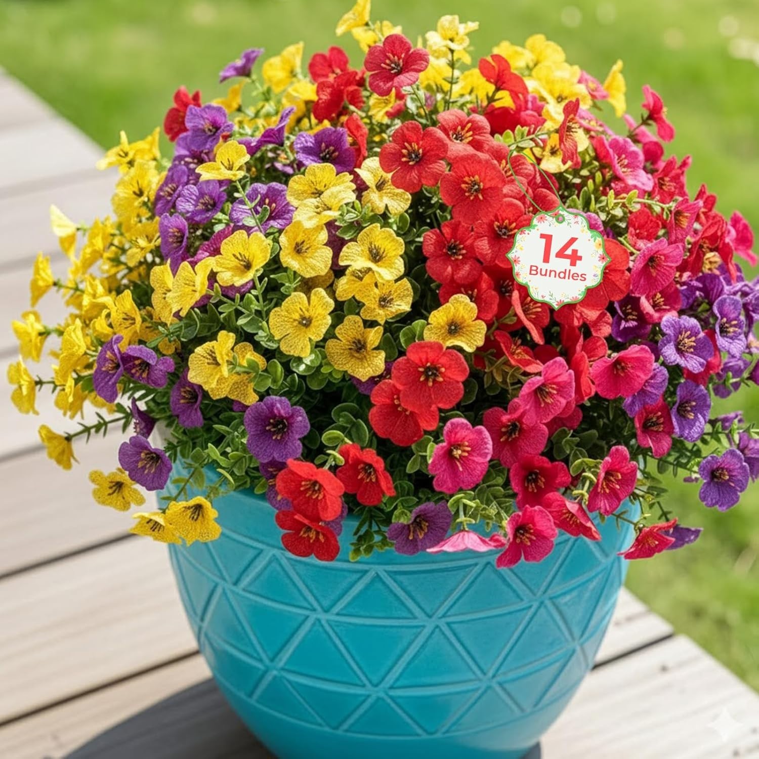 14 Bundles Artificial Flowers for Outdoors Fake Flowers Plants Spring Decoration