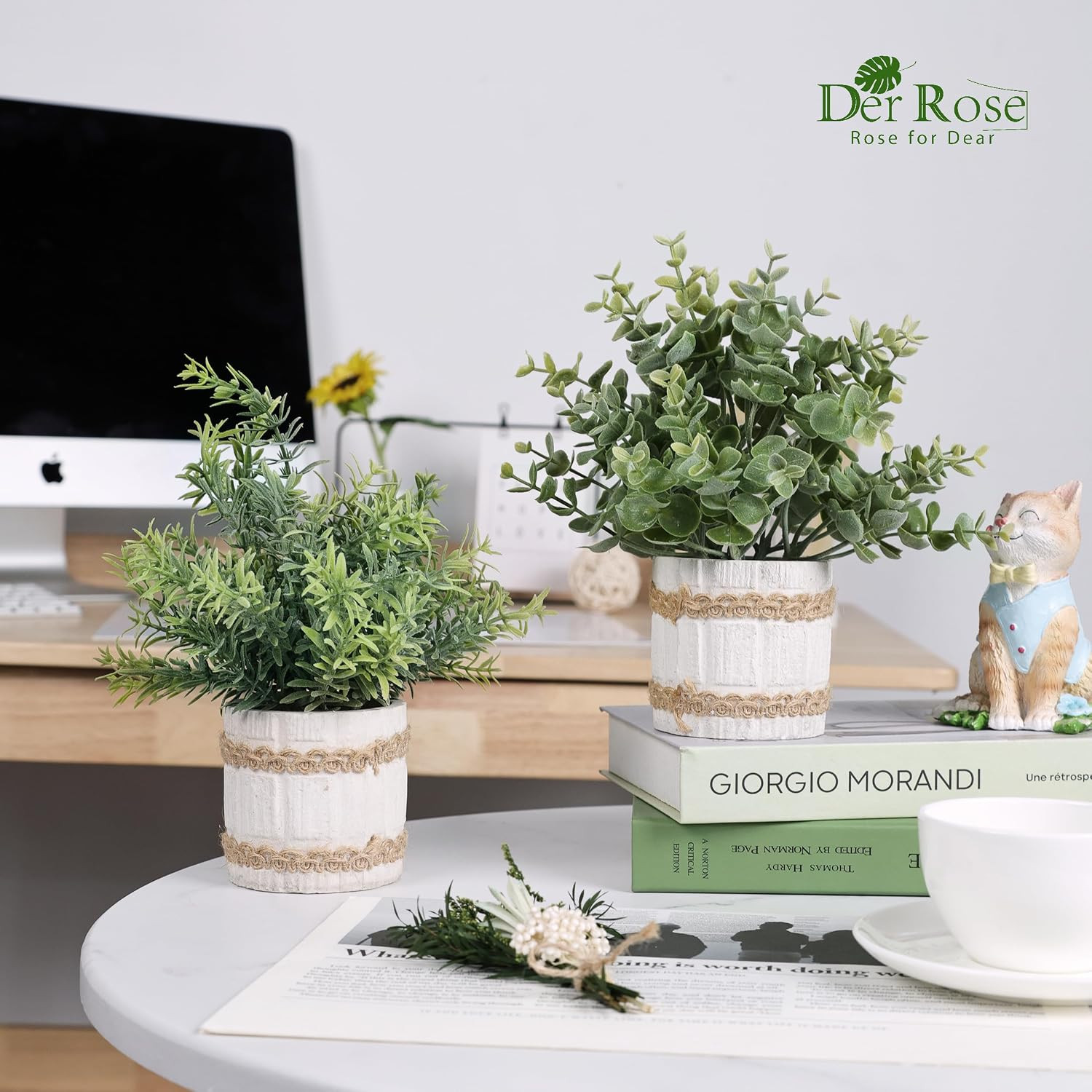 Der Rose 4 Pack Farmhouse Fake Plants Artificial Plants Indoor for Home Kitchen