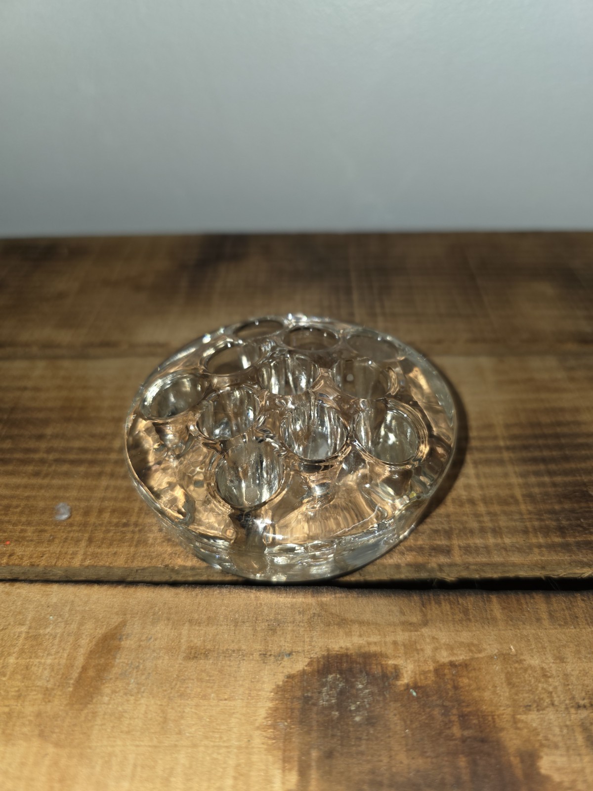 Clear Glass Flower Frog Floral Arranger Holder 3 x 1 in Tall Dome 11 Hole