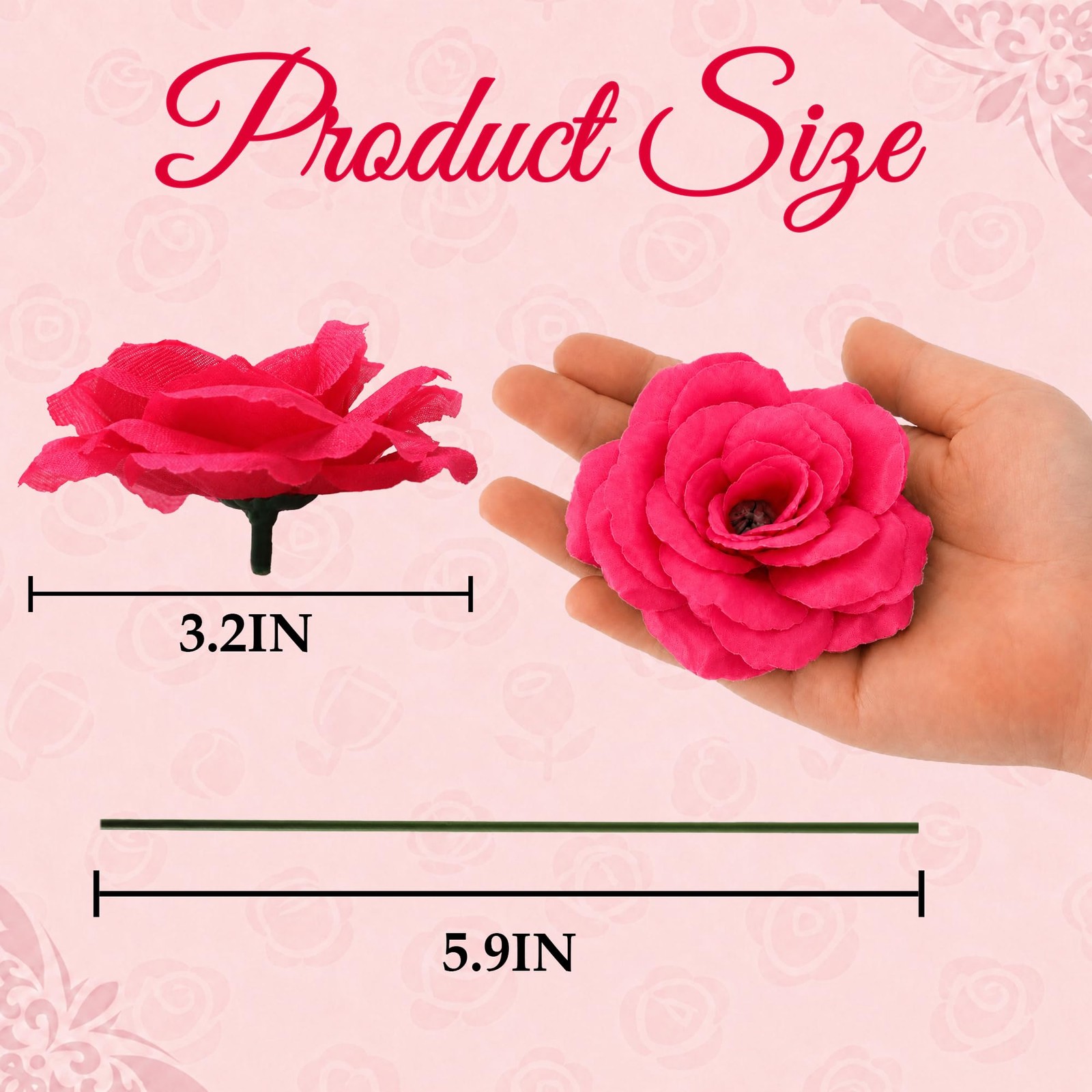 Rose Artificial Flowers, 50Pcs White Roses Head Flowers Bulk with Stem, 3 Inc…
