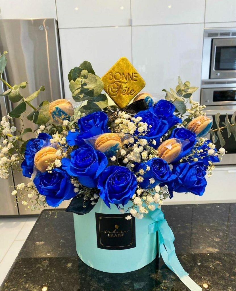Premium Quality Round Shape Flower Box Floral Gift 2 Tier, with Lid, Teal