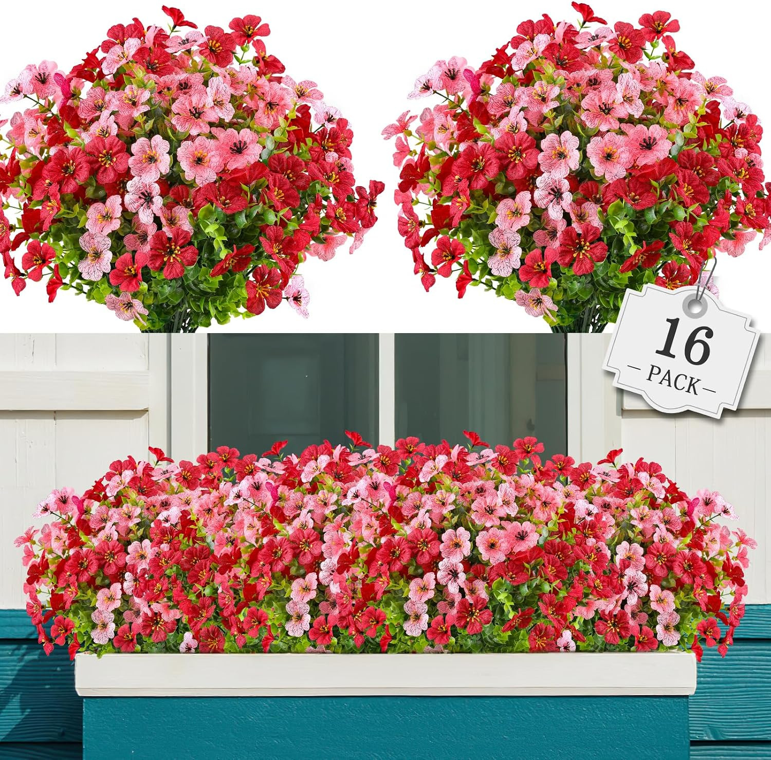 16 Bundles Artificial Fall Flowers Outdoor Indoor Decoration,No Fade Autumn Fake
