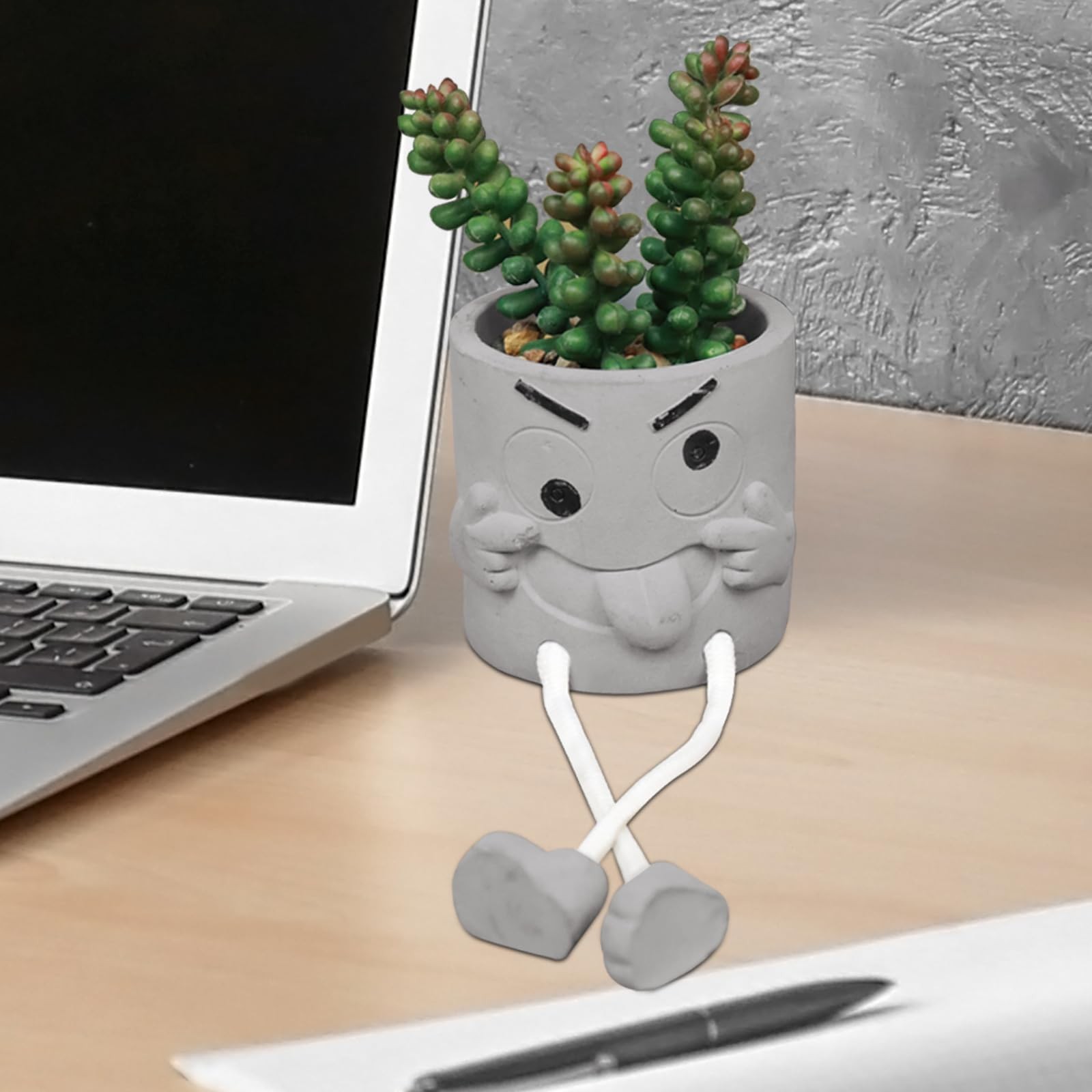 1 PCS Artificial Succulents Cement Pots Hanging Leg Kitchen Shelf Wall Decor