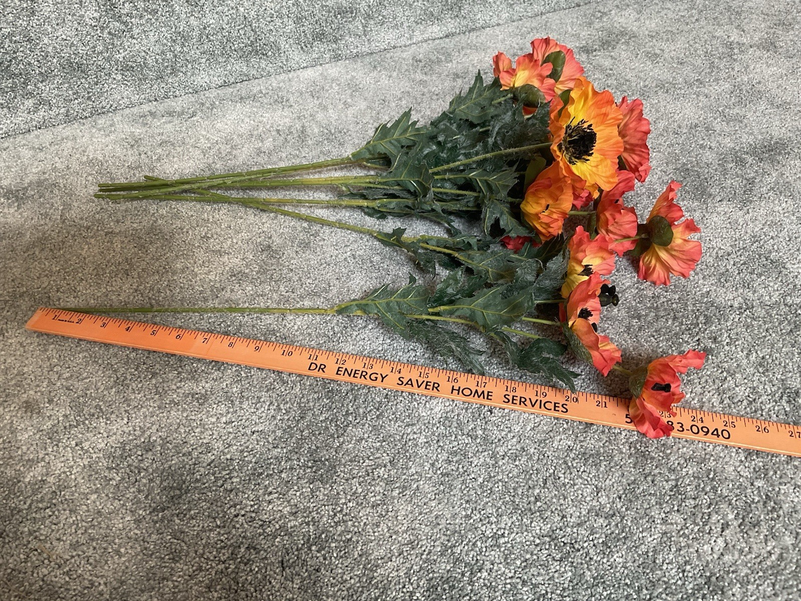 (8) Faux Poppy Stem Flowers w/Leaves ~ 23” Tall ~ Fall Decor