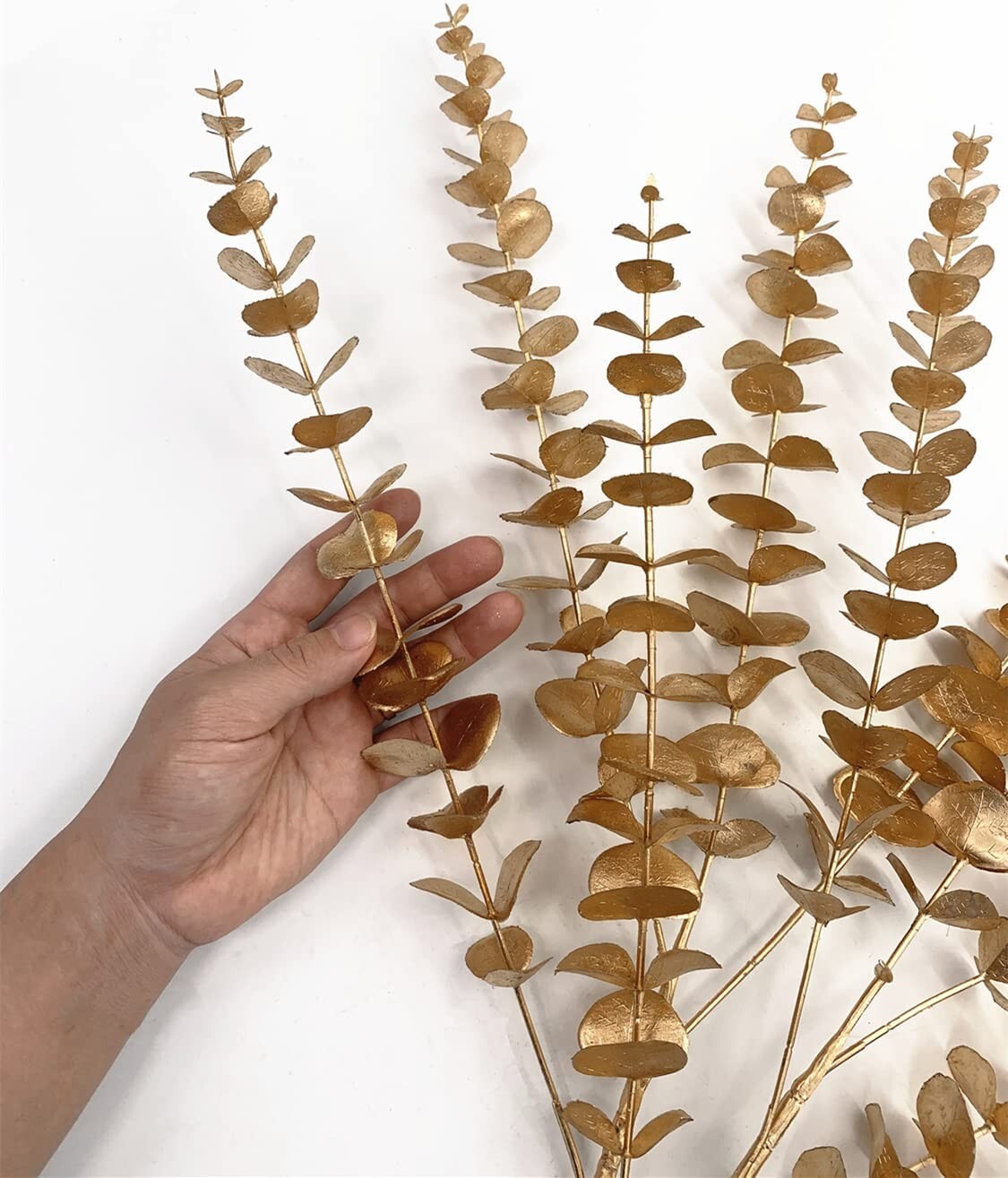 CATTREE Artificial Eucalyptus Gold Plants Christmas Decorations 30″ Tall Golden