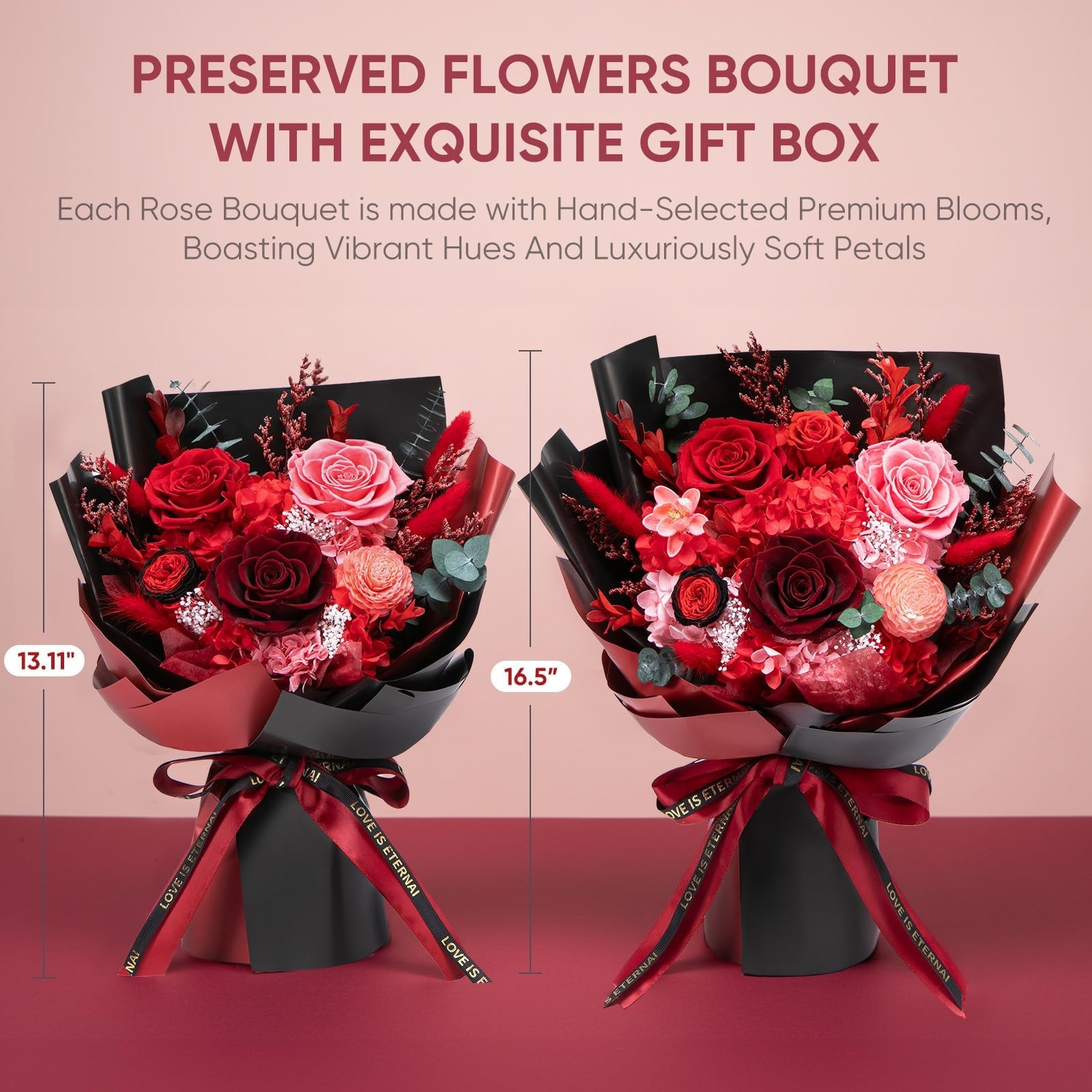 Preserved Flower Bouquet – Forever Fresh Red Roses for Birthdays, Anniversaries