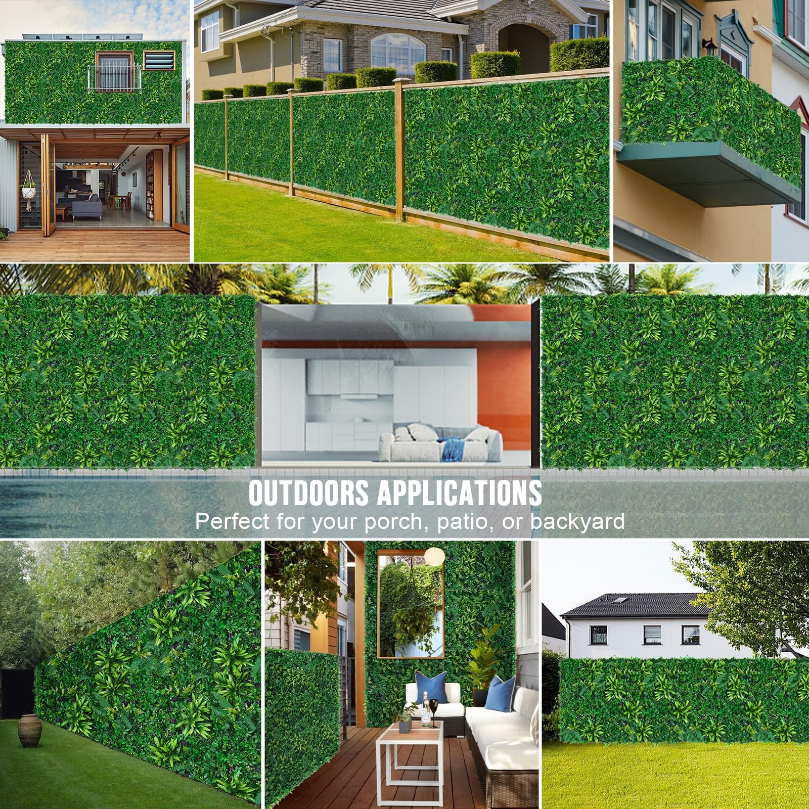 Artificial Boxwood Panels 20×20 8pcs Heavy Duty UV Protected Privacy Hedge Scree