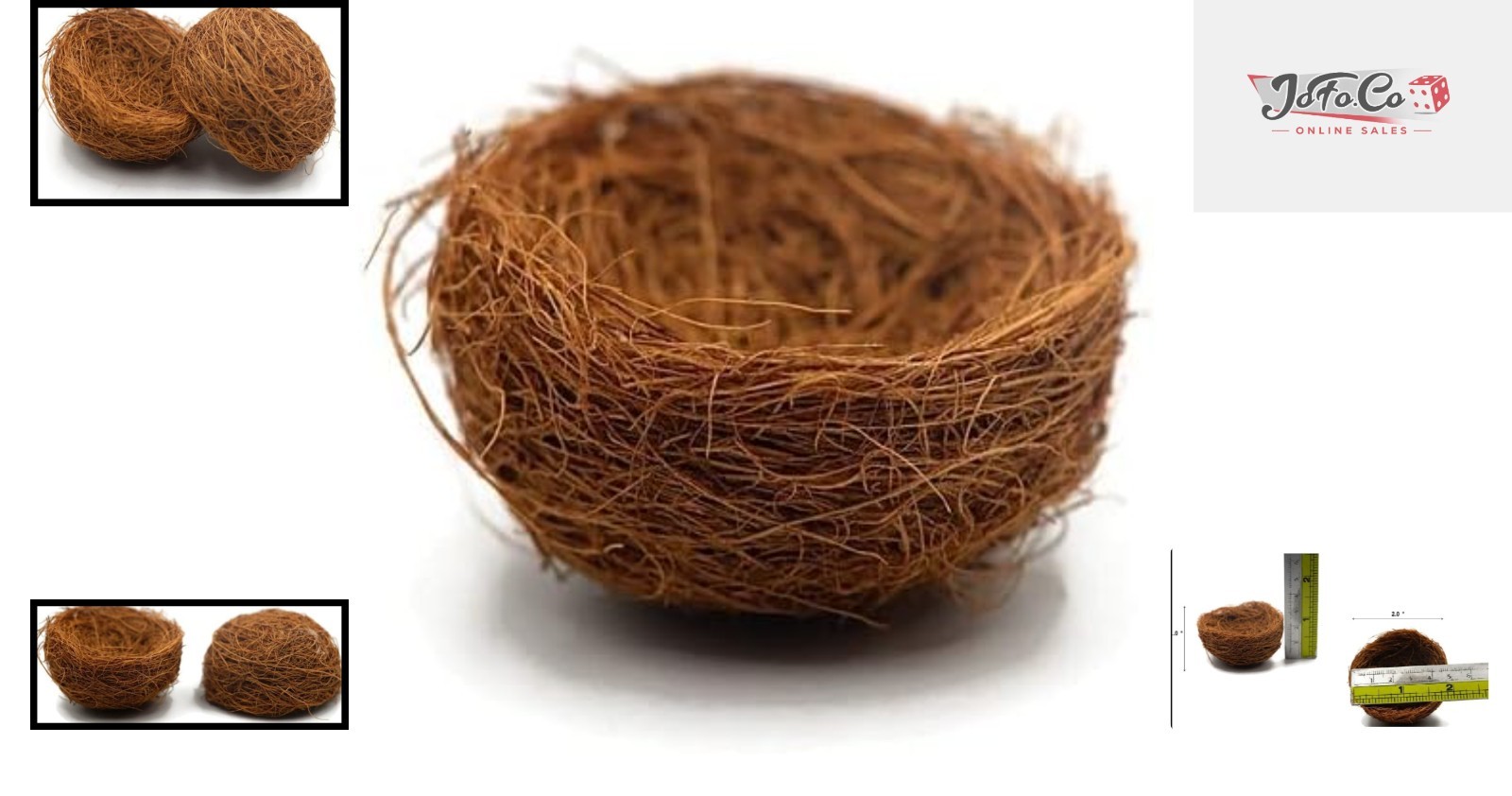 Set of 3 Natural Coconut Fiber Bird Nests – Rustic Decorative Accents for Home