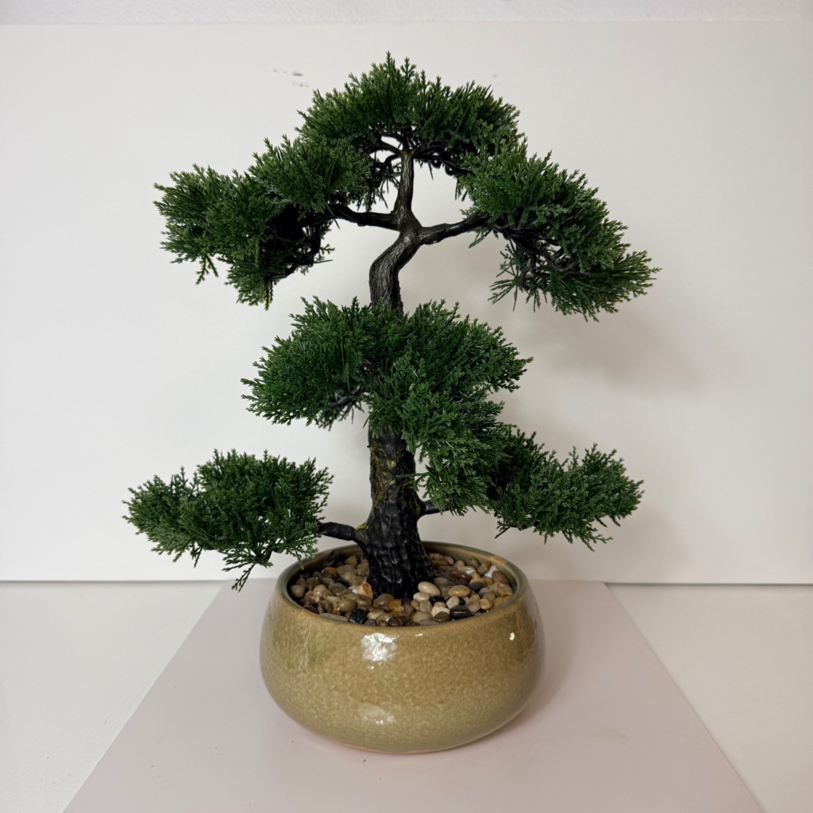 Artificial Bonsai Tree Faux Cedar Potted Plant Japanese Style Zen Decor Tabletop