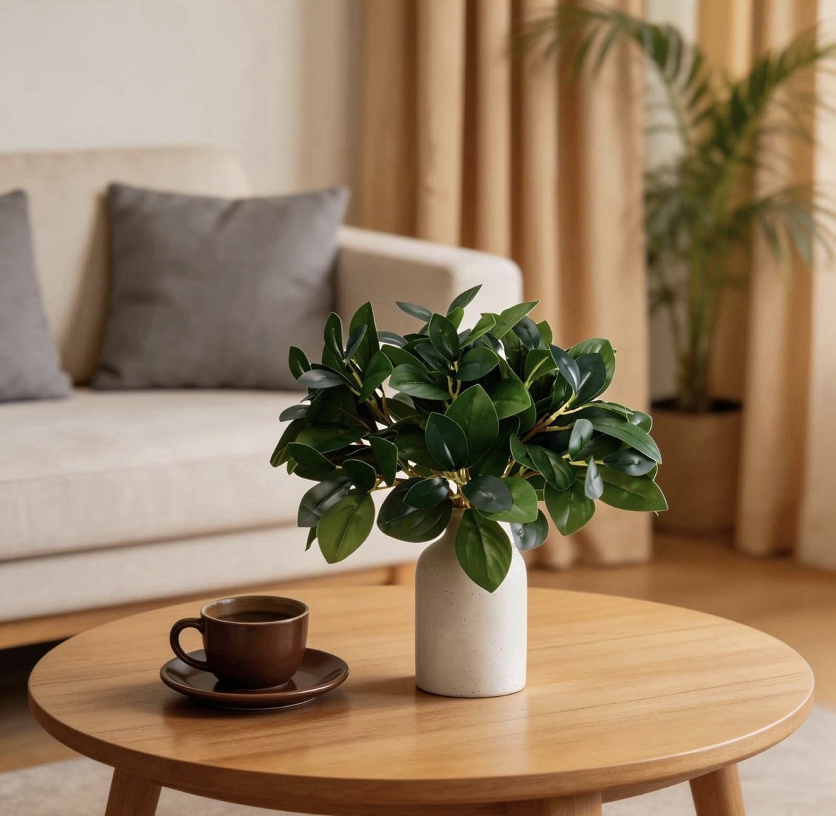 12 Inch Artificial Plant Indoor,Small Fake Plants Eucalyptus Stems With Vase