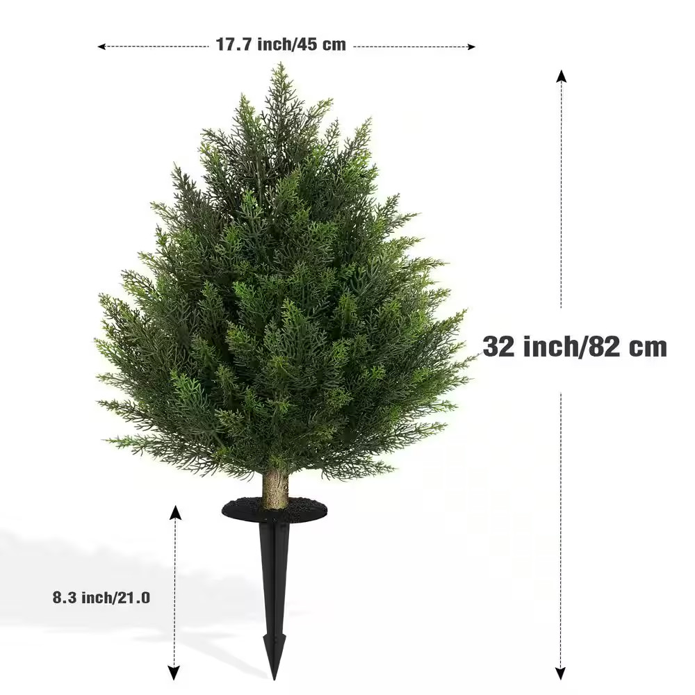 2-Sets 2 Ft. Artificial Cedar Bush Shrubs with Ground Stake Indoor Outdoor UV Re