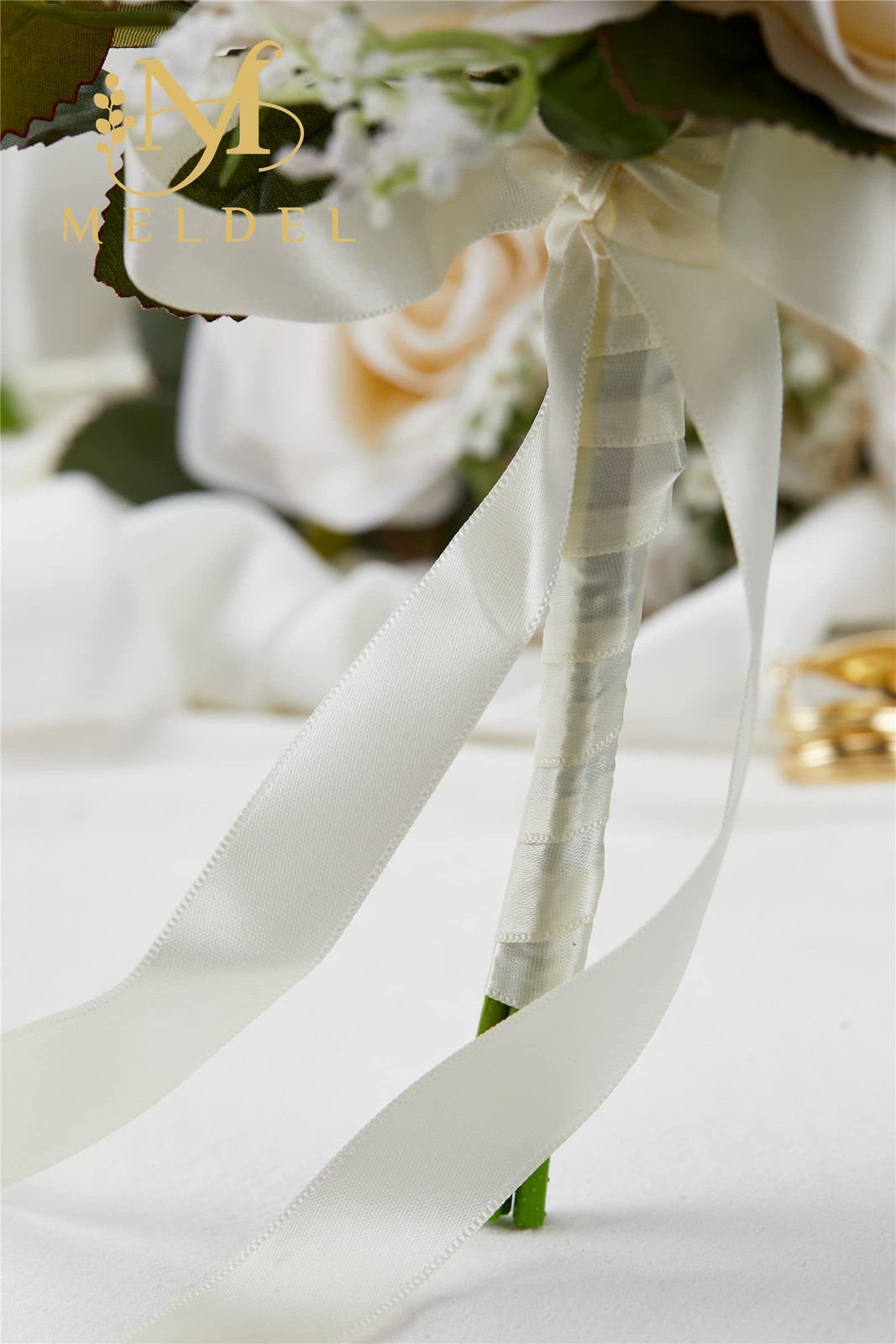 6.5 Inch Bridesmaid Bouquet Set of 6, Ivory Wedding Bouquets for Bridesmaids,…