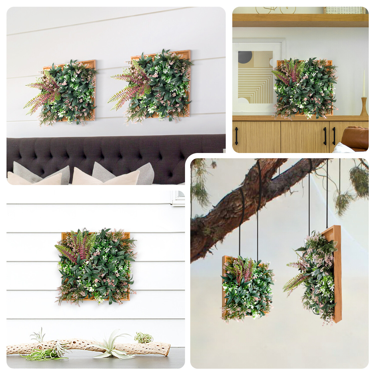 12″x12″ Artificial Grass Wall Hedge Decor Decoration With Wooden Square Frame #1