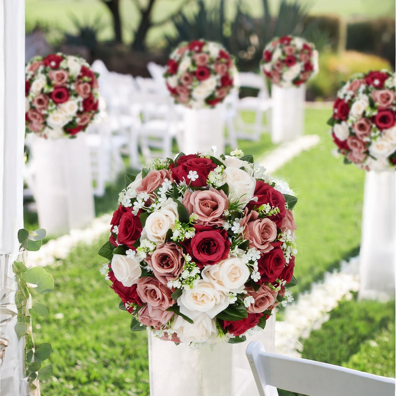 2 Pcs Flower Centerpieces for Wedding Tables, 12.6in Dusty Rose Flower Balls …