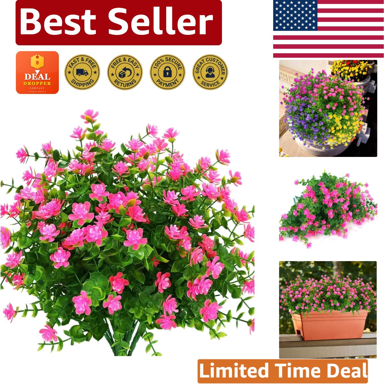 4 Pack of Lifelike Pink Boxwood Faux Plants – Perfect for Indoor & Outdoor Decor