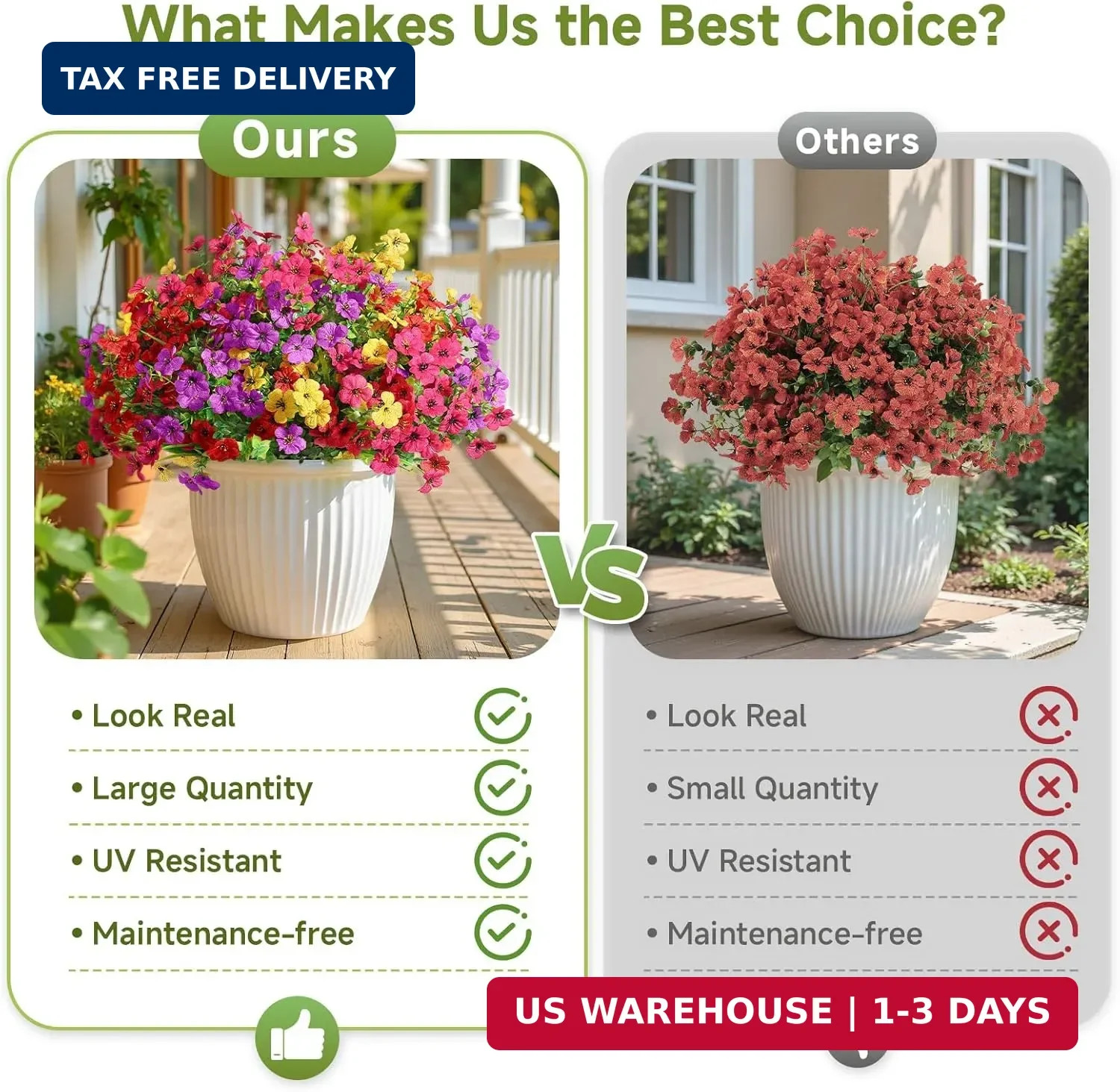 24 Bundles Artificial Flowers UV Resistant Faux Daisy Outdoor Garden Decor