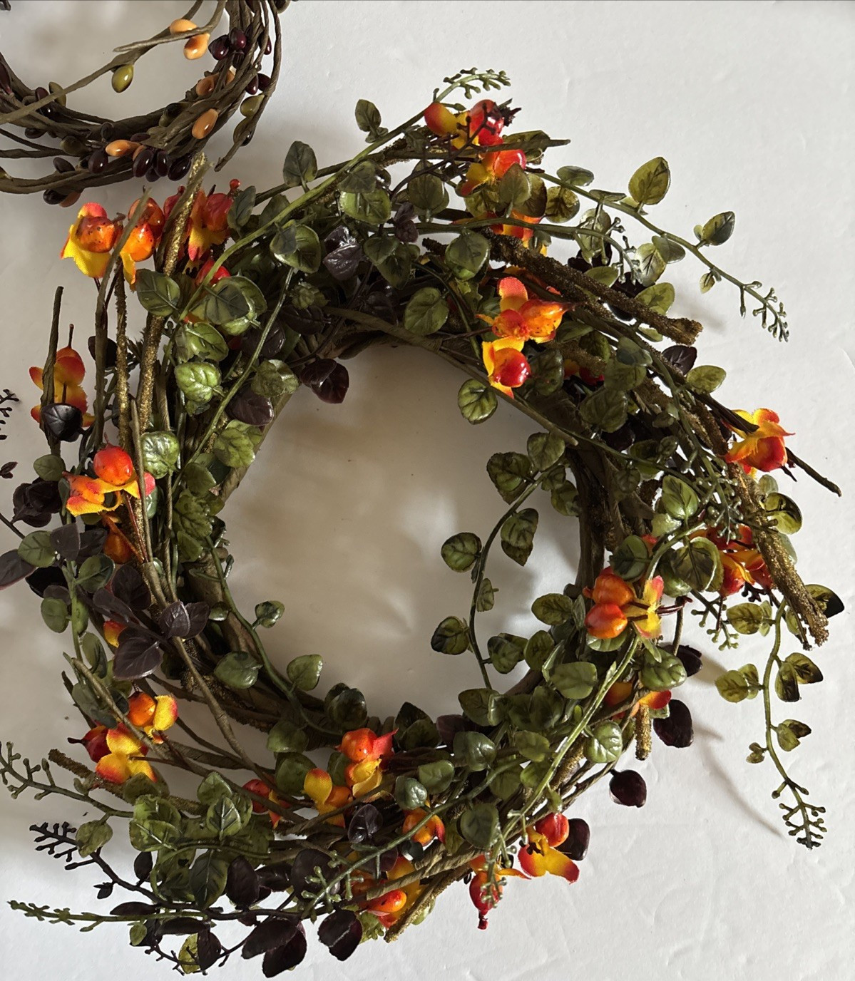 4 Sizes Fall Pip Berry Candle Ring Wreath Country Autumn