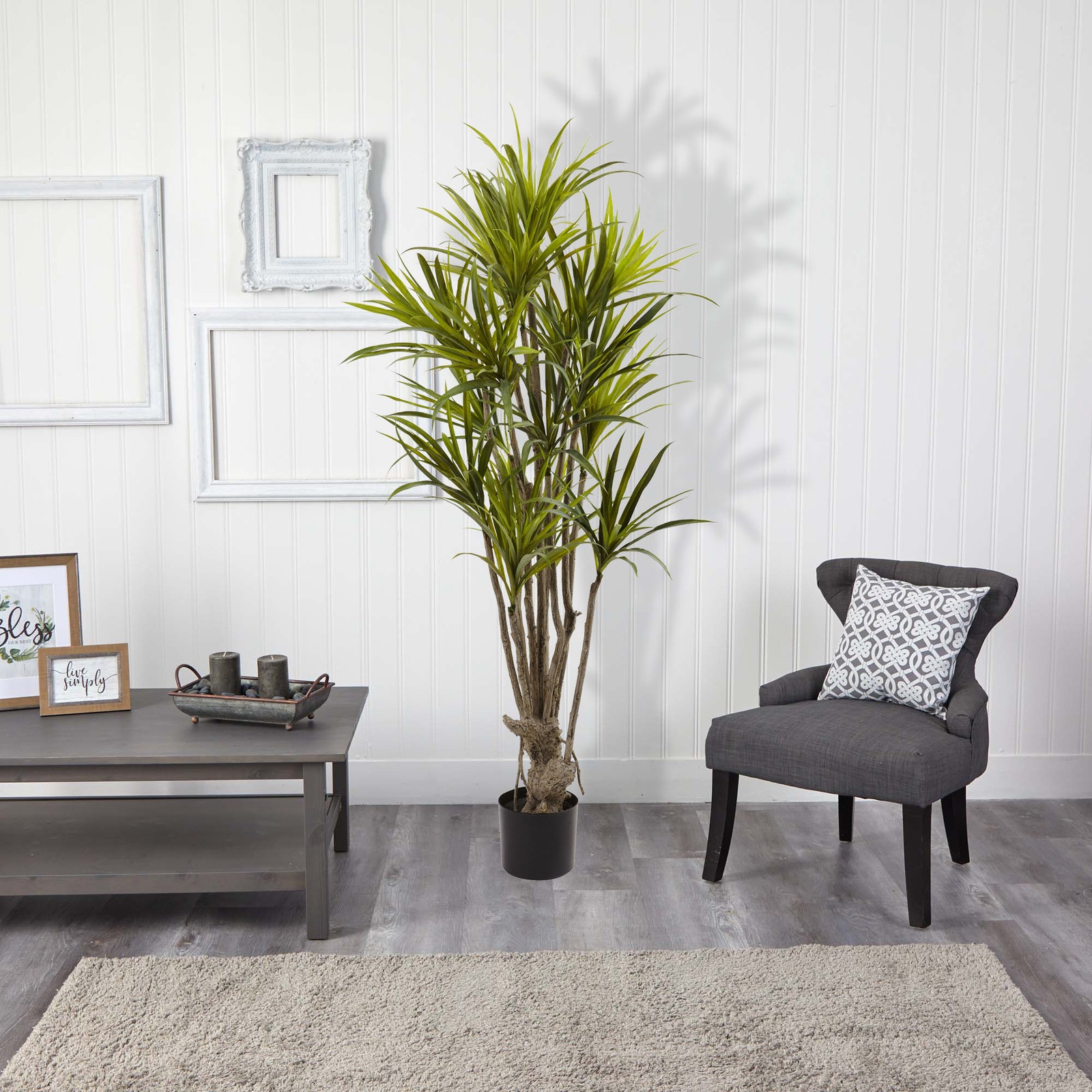 Nearly Natural 5ft Dracaena Silk Tree in Green