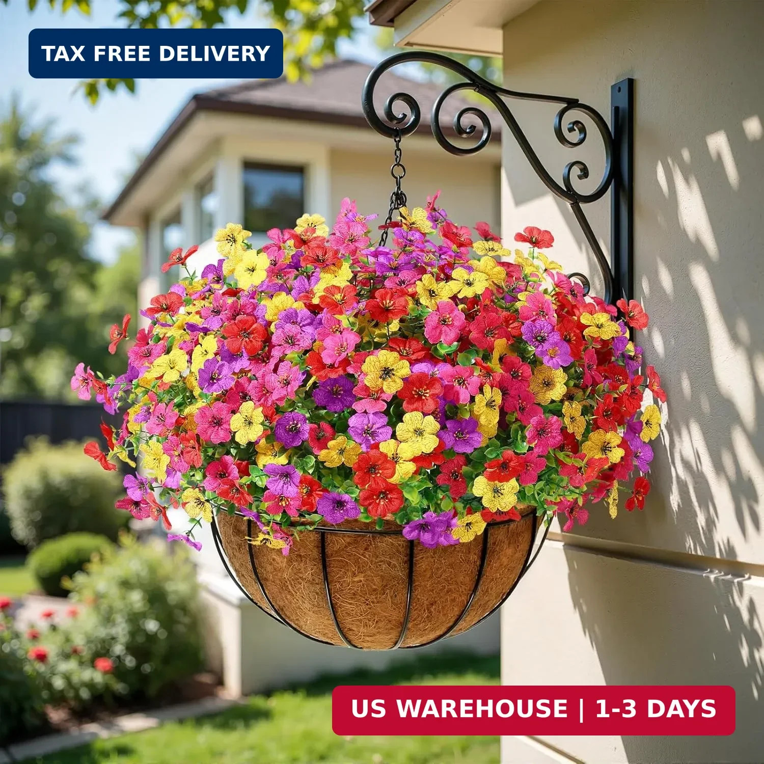 24 Bundles Artificial Flowers UV Resistant Faux Daisy Outdoor Garden Decor