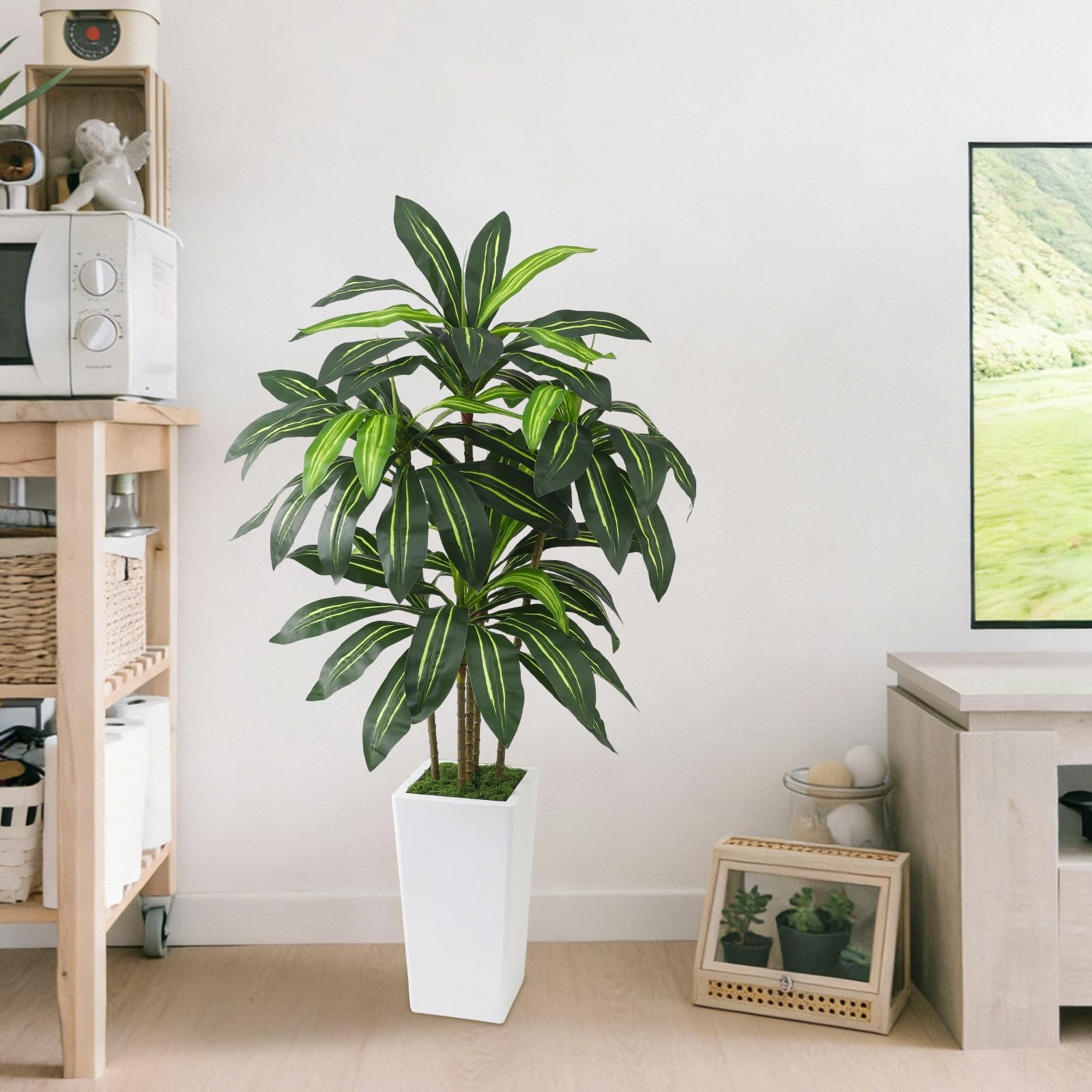 5FT Artificial Dracaena Tree with Thickened Improved Planter, Fake Plants wit…