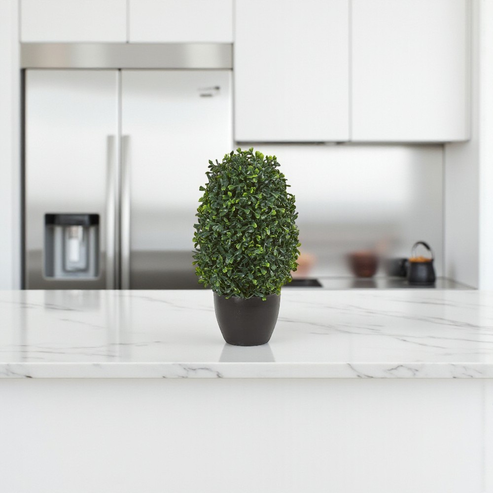 Nearly Natural Boxwood Topiary Artificial Plant 13″H Indoor/Outdoor UV Resistant