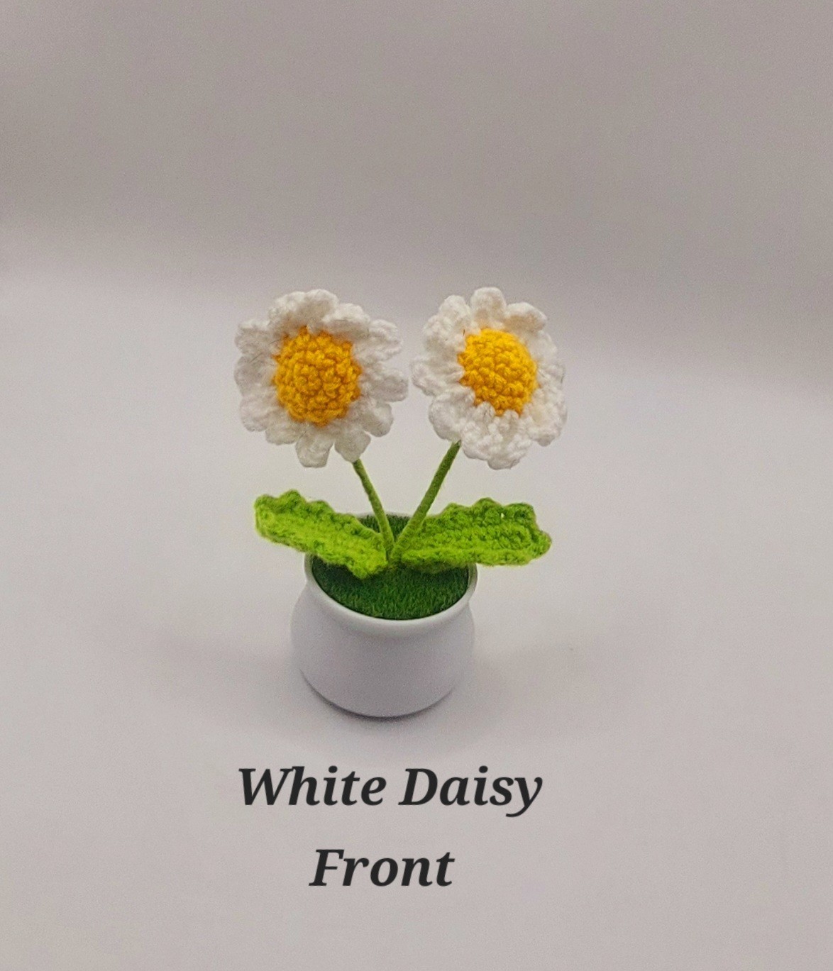 Crocheted Handmade Spring Flowers In Mini Pot W/Grass, Posable~Variety You Pick