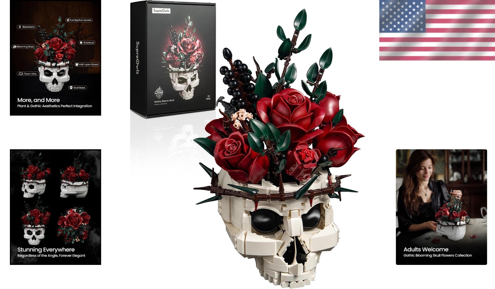 Horror Skeleton Floral Collection Kit for Adults