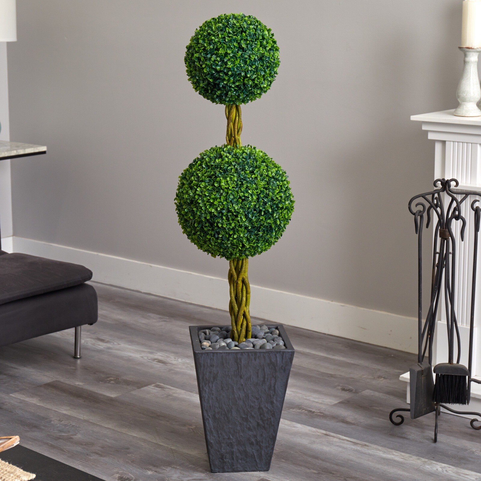 5’ Topiary Boxwood Artificial Tree in Planter UV Indoor/Outdoor. Retail $352
