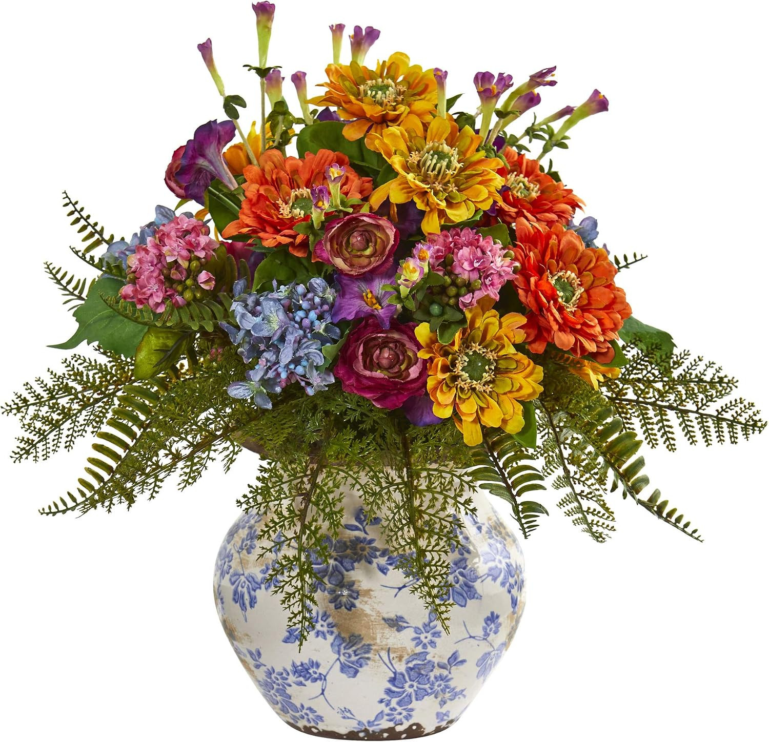 15In. Mixed Floral Artificial Arrangement in Floral Vase