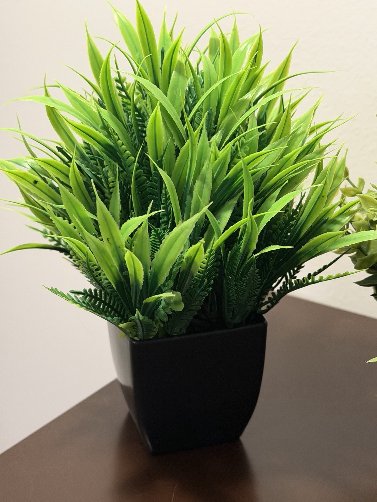4 Pack Plants Small Faux Artificial Plastic Pots Indoor 3 Black 1 White Pot