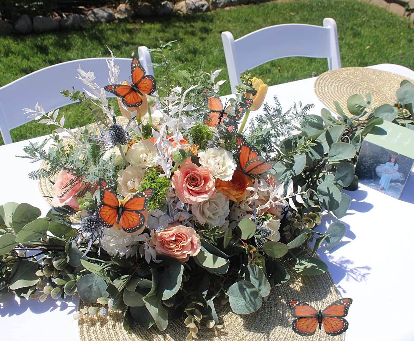 50 Pcs Monarch Butterfly Decor Artificial Butterflies for Bouquets Crafts