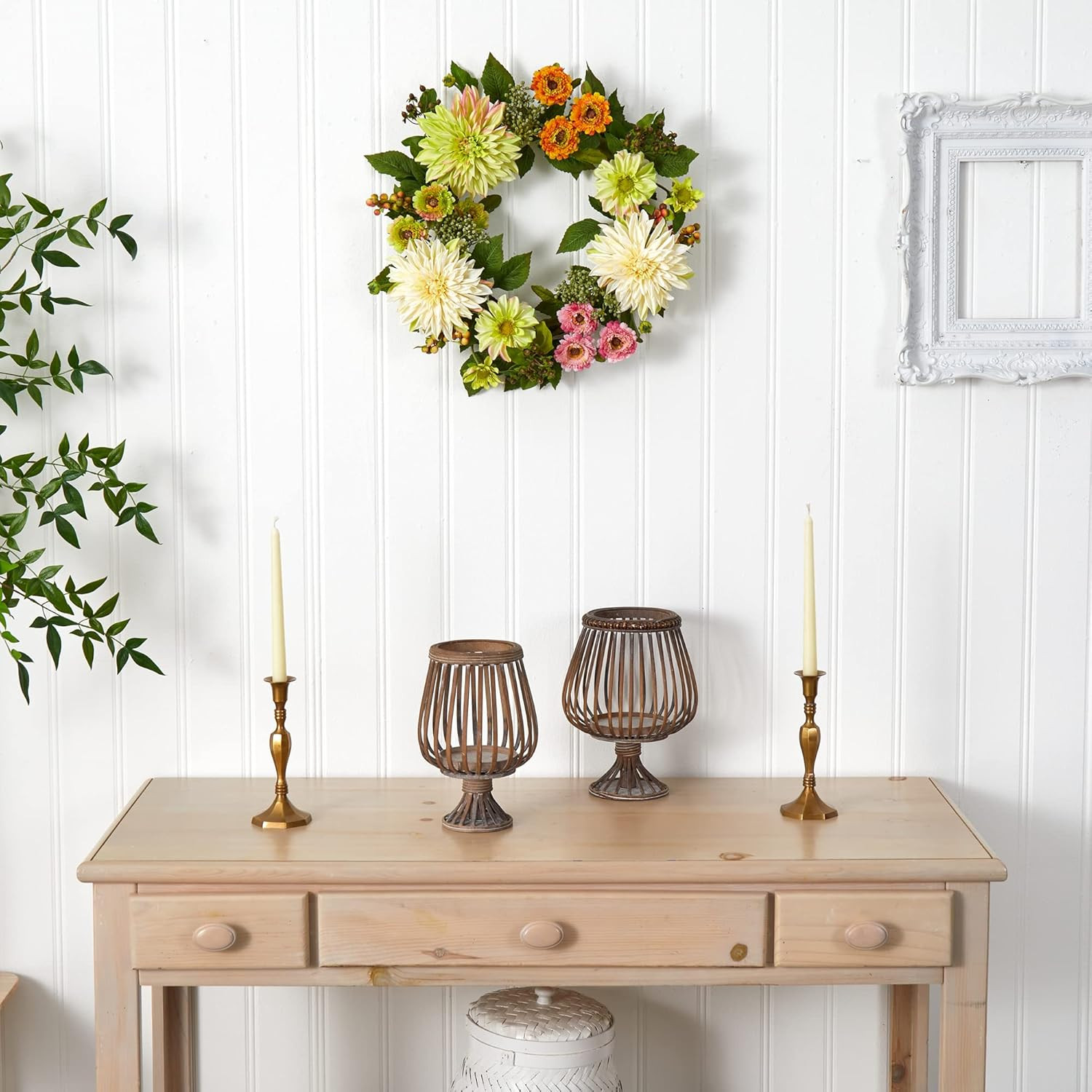 22In. Artificial Dahlia and Mum Wreath