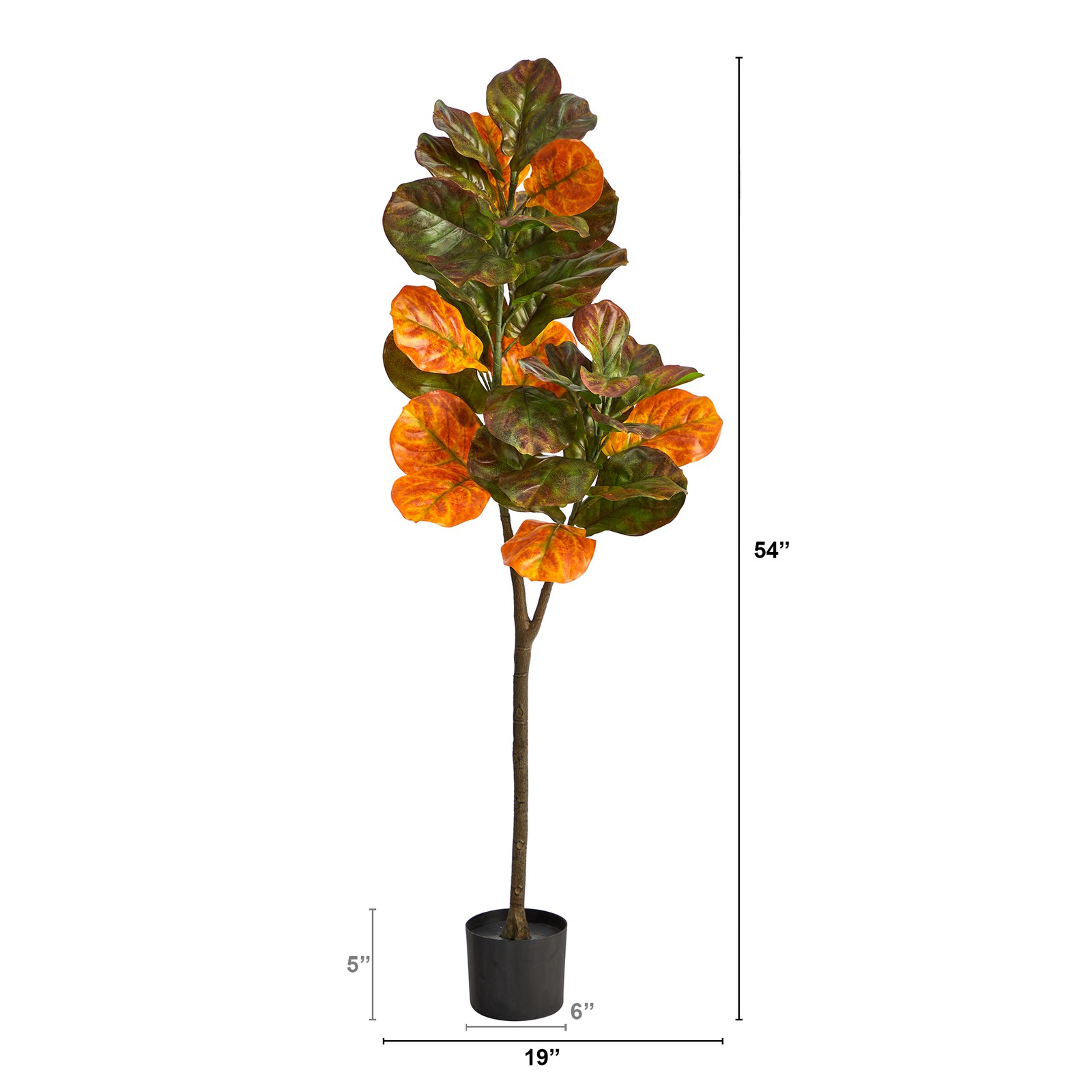 Nearly Natural 4.5ft Autumn Fiddle Leaf Artificial Fall Tree in Brown