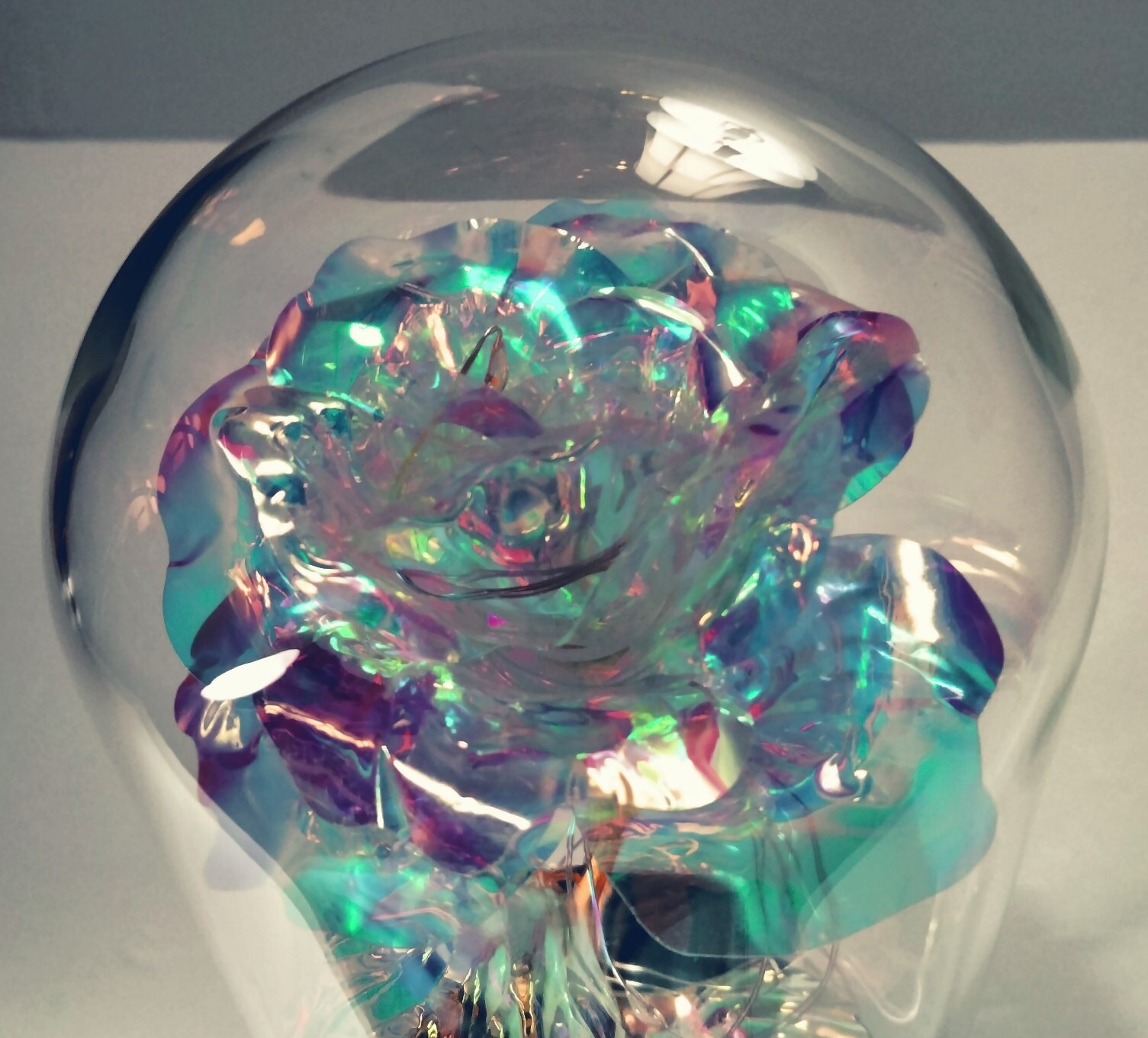 Galaxy Loves Enchanted Rose In Glass With LED Lights 9″Tall 4″Base Great Gift