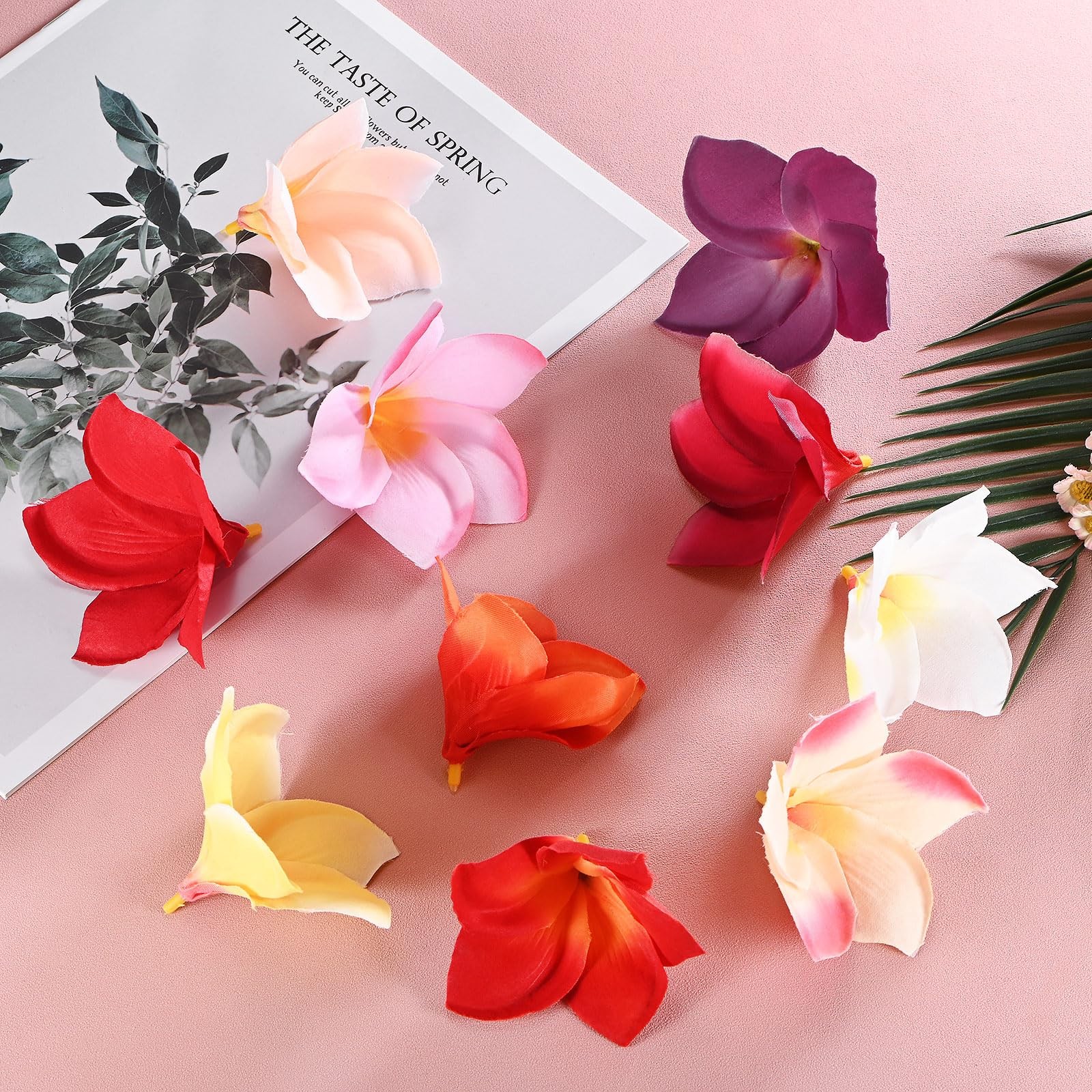 30-Pack Artificial Plumeria Flowers, Fake Silk Heads Flower Hawaiian Plumeria…