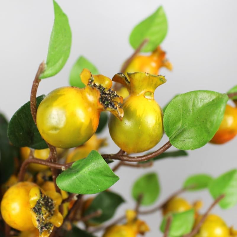 Group of 5 Artificial Yellow Rosehip Berries and Pomegranate Fruit Stems for …