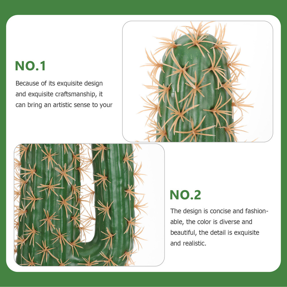 Cactus Model Statue Decor Centerpiece Faux Indoor No Pot Banquet