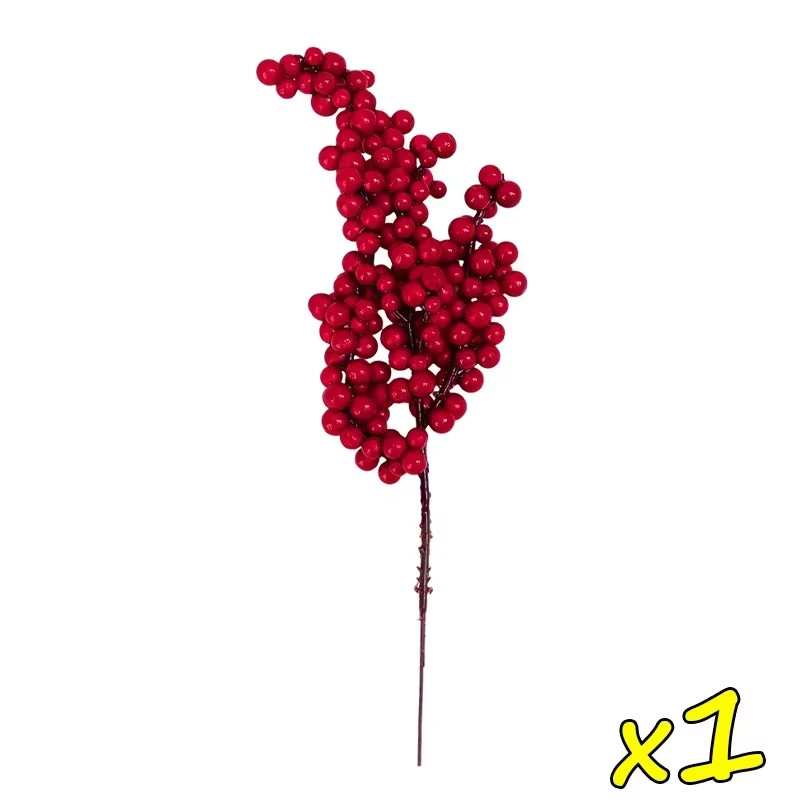 50/1Branch Christmas Artificial Berries Stem Red Holly Berry Fake Flowers Plant