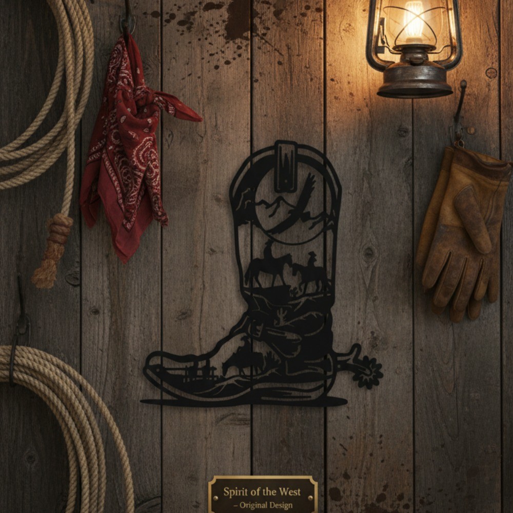 Metal Boots Wall Art Sculpture – Western Rustic Decor for Boot Lovers