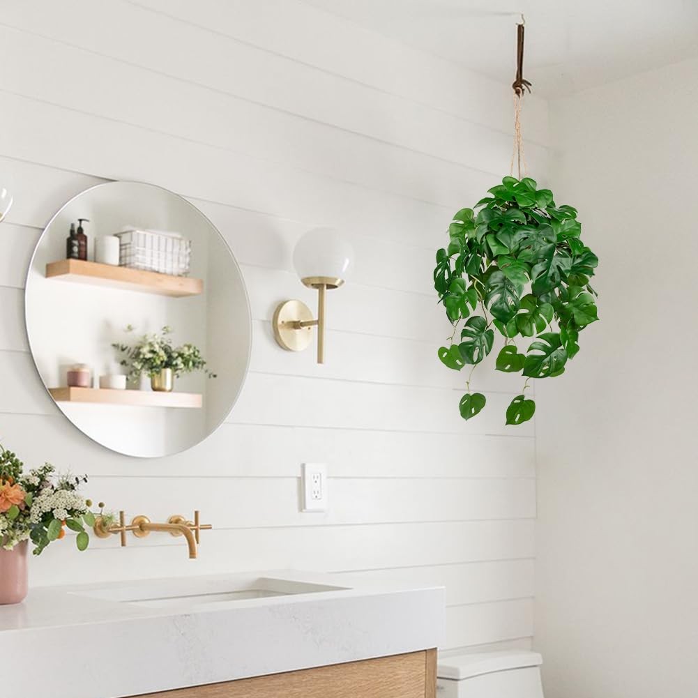 Large Fake Hanging Plants in Pot for Indoor & Outdoor, Long Artificial Hangin…