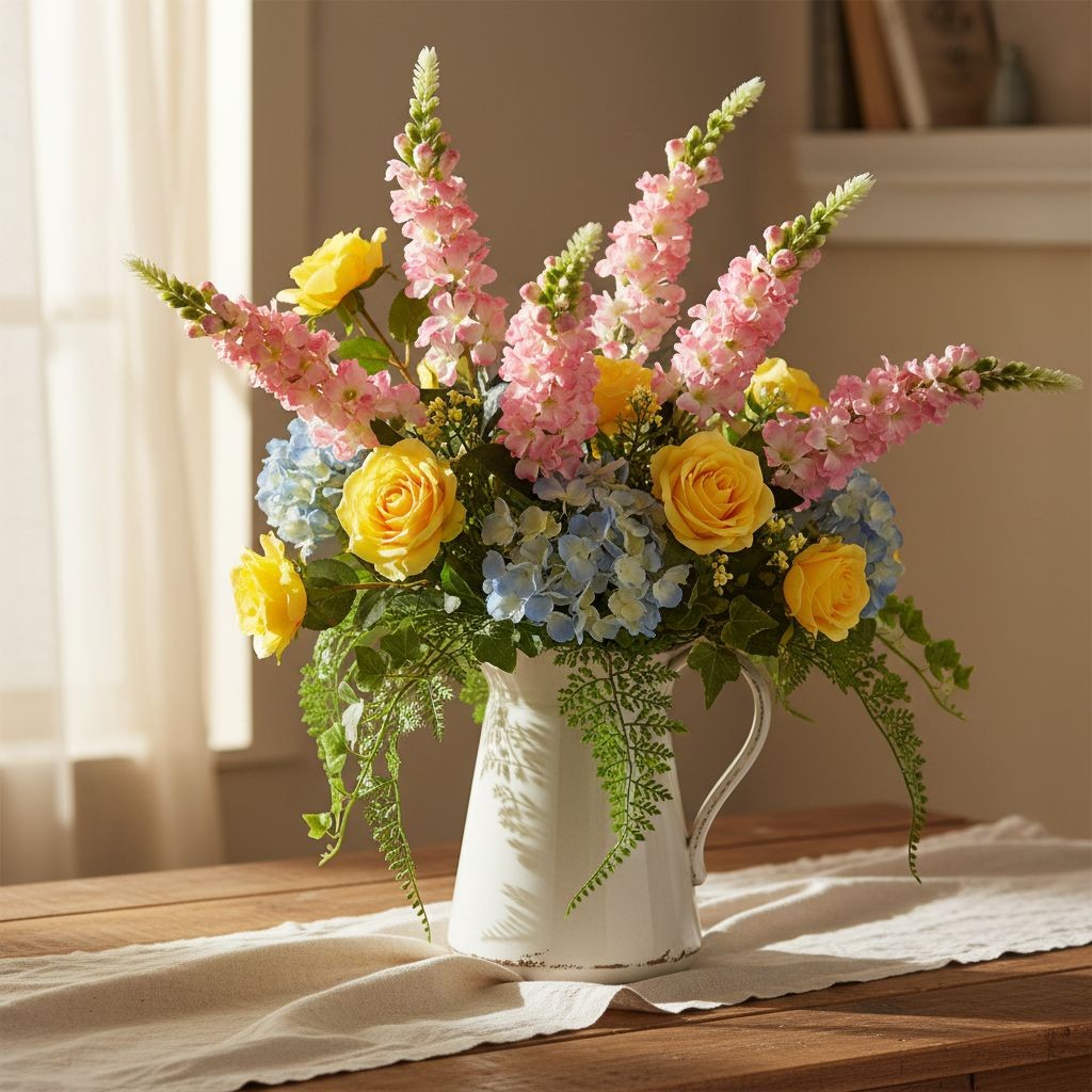 Artificial Pink White Snapdragon Stems Set of 2 Tall Faux Flowers Centerpiece