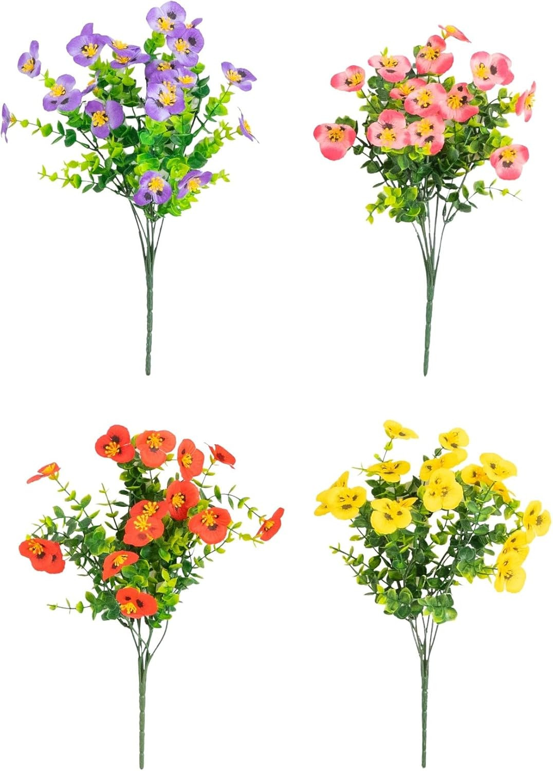 13In. UV Resistant Artificial Pansy Bush (Indoor/Outdoor) – Set of 12