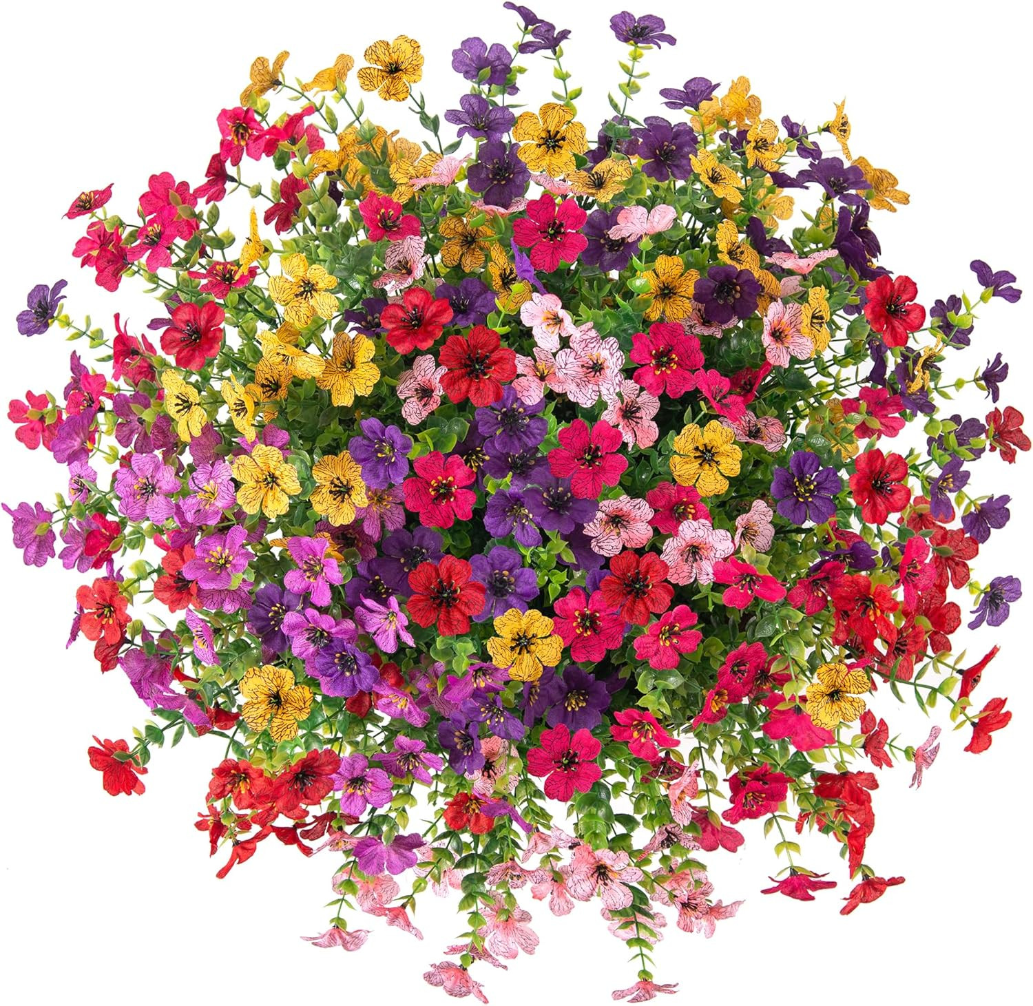 Artificial Fake Hanging Plants Flowers with Basket Outdoor Decor Faux Silk Dasiy